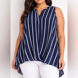 NWT “Always Indigo” (High-Low) Tank Top Cold Shoulder Top - Size 1X